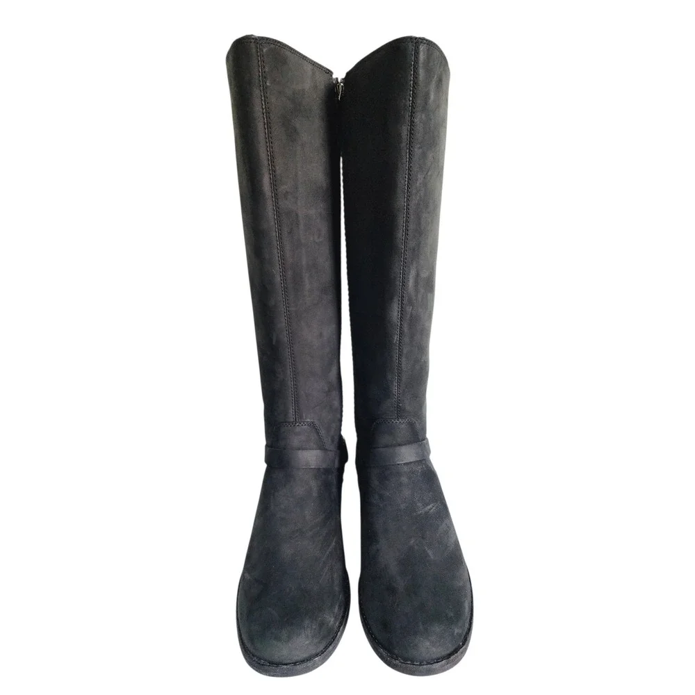 Teva De La Vina Dos Tall Black Waterproof Leather Boots 1017143 Knee-High NEW 10